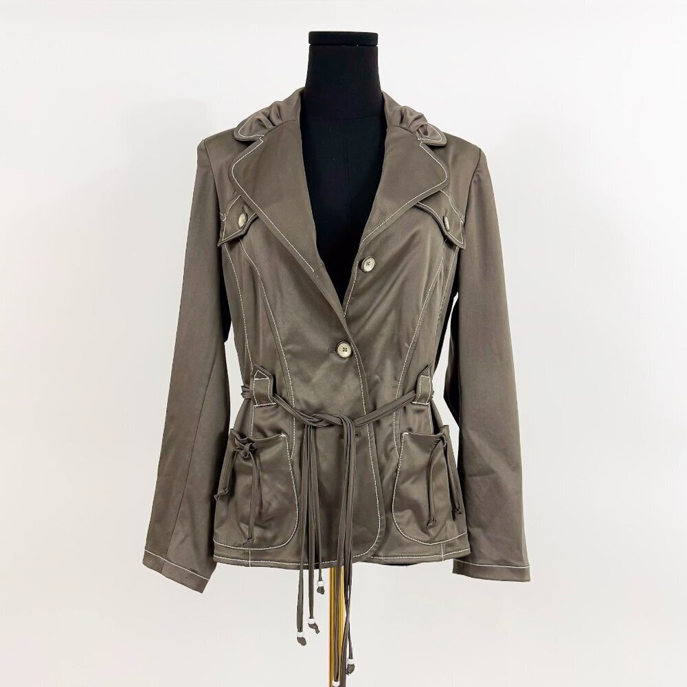 RED BY EUGENE KELIN VINTAGE STYLE SATIN BLAZER WITH DRAW STRING
